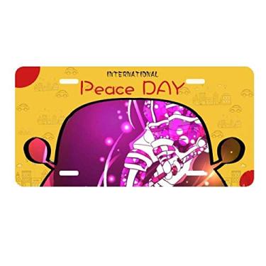 Imagem de DIYthinker Placa de licença com ilustração de desenho de hóquei no gelo para esqui esportivo, decoração de carro, dia da paz