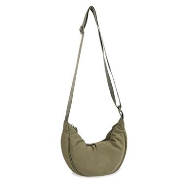 Imagem de Bolsa tiracolo de nylon, crescente, bolsas masculinas e femininas modernas, bolsa transversal pequena, estilo Hobo, Verde oliva, Small