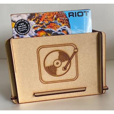 Imagem de Caixa Armazenamento Disco de Vinil 30 LP Organizador MDF 6mm Estampa Vitrola Corte a Laser Montável