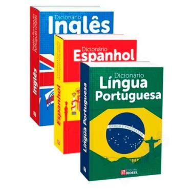 Imagem de Kit 3 Dicionários Português Espanhol Inglês Mini De Bolso Escolar - Pa