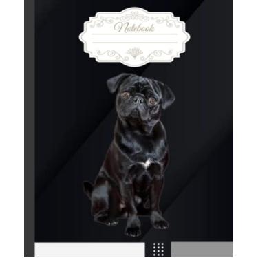 Imagem de Caderno Black Pug: Caderno de composição de cães de volta às aulas com pauta larga para crianças, adolescentes e adultos - pautado com 120 páginas