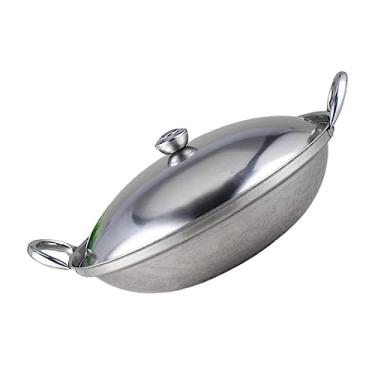 Imagem de FUNOMOCYA 1 Conjunto cobrir fogão a frigideira com alça lidar frigideiras antiaderentes wok panela de aço inoxidável alça pote com tampa indução pote de ramen assadeira