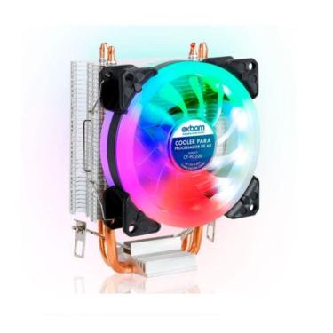 Imagem de Cooler para Processador Intel e AMD com Dissipador e 2 Tubos Heatpipes RGB EXBOM - H2200