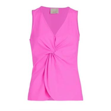 Imagem de Camiseta feminina Cinq a Sept Kenna Twist Front sem mangas rosa elétrica, Rosa elétrico, M