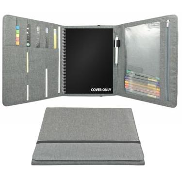 Imagem de Capa fólio compatível com Rocketbook Everlast Fusion, pasta multiorganizadora masculina e feminina com alça para caneta/bolso para celular/porta-cartão de visita, serve para caderno tamanho A4