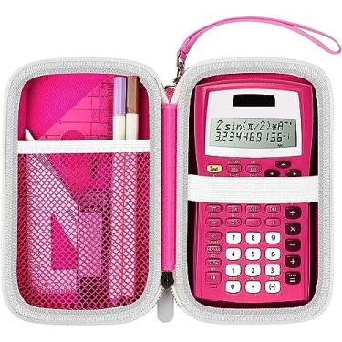 Imagem de Capa compatível apenas com calculadora científica Texas Instruments TI-30XIIS, bolsa de armazenamento para calculadoras de escritório de viagem com bolso extra de malha para canetas, cabos USB e