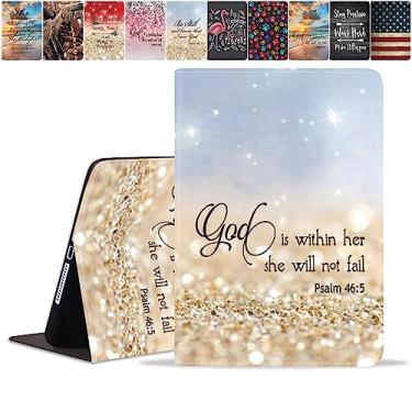 Imagem de FQTBCEARI Capa para Samsung Galaxy Tab A7 26.4 cm 2022/2020 (SM-T500/T503/T505/T507/T509), capa fina de couro PU com suporte para despertar/hibernar automaticamente, citação versículo da Bíblia Salmo