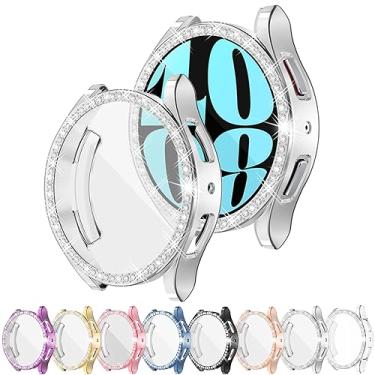 Imagem de [Pacote com 8] Protetor de tela RICHONE compatível com Galaxy Watch 6 de 44 mm, capa protetora de strass com glitter para Samsung Smart Watch6 de 44 mm SM-R940, acessórios macios e brilhantes