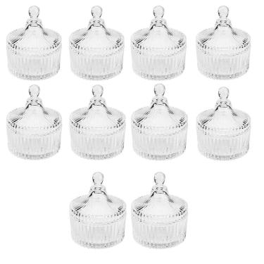 Imagem de Kit 10 Potiches de Cristal com Tampa Carrosel Lyor 6,5x9cm Bomboniere Decorativo Lembrancinha