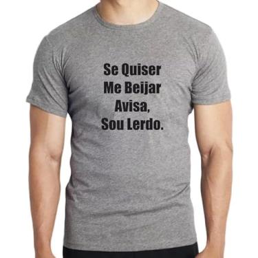 Imagem de Camisa Camiseta Carnaval Frases Engraçadas Se Quer Me Beijar (BR, Alfa, P, Regular, cinza)