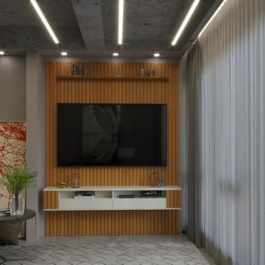 Imagem de VIA NOSSA - Painel Ripado para Tv Até 75 Polegadas Intense com Nicho 180cm Cor:cedro
