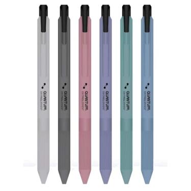Imagem de Joucien 6 peças de caneta neutra minimalista colorida retrô de 0,5 mm, de ação de encaixe, ponta dupla ST, de secagem rápida, cinza claro (6 peças)