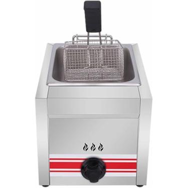 Imagem de Tanque duplo comercial - 10L/30L Fritadeira a gás multifuncional de grande capacidade com cesta Fritadeira a gás de cilindro duplo de aço inoxidável para restaurante para cozinha doméstica,