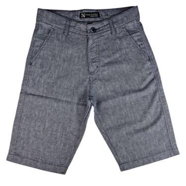 Imagem de Bermuda Masculina 100% algodão Alfaiataria Bolso Chino Sem Elastano Cor Cinza Mescla Premium com Plus Size 36 ao 58
