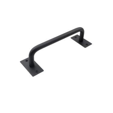 Imagem de Maçaneta de porta de celeiro simples, porta deslizante rústica, maçaneta de puxar, aço carbono preto, portão de madeira resistente, hardware vintage, estilo D 196 mm