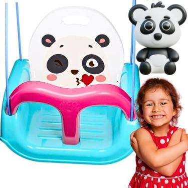Imagem de Balanço infantil Meu balancinho tigrinho pandinha cachorrinho cadeira de balanco para bebe criança pequena até 30 Kg parquinho playground presente menino menina bebê (Pandinha)