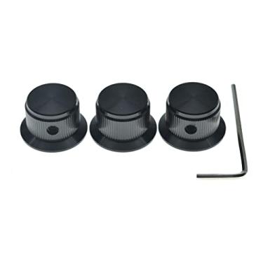 Imagem de KAISH 3 maçanetas de alumínio para potenciômetro de 1/10.2 cm, botão universal de controle de sino com parafuso de ajuste para guitarra/baixo/AMPS/pré-amplificadores, preto sem indicador