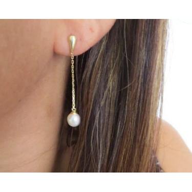 Imagem de Brinco Feminino Ouro 18k Pérola Natural - DG Presentes