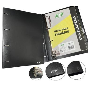Imagem de Caderno Argolado Fichário Preto ACP A4 + Bloco E Divisórias