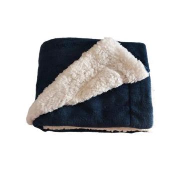 Imagem de Cobertor de Bebe com Sherpa 0,70 x 1,00m Dupla Face Azul Marinho - Enx