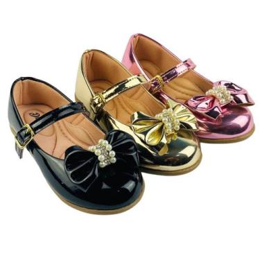 Imagem de Kit Com 3 Pares Sapatilha Infantil Menina Boneca Verniz Confortável SP