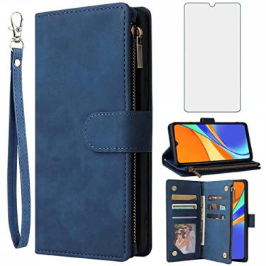 Imagem de Asuwish Capa carteira compatível com Xiaomi Redmi 9C, protetor de tela de vidro temperado e capa flip de couro, suporte de cartão, acessórios de celular, capas finas para celular Redmi9C NFC Redme C9