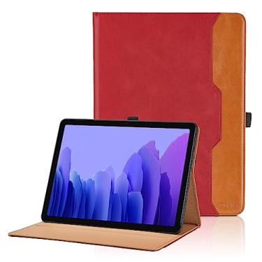 Imagem de Capa para Samsung Galaxy Tab A7 de 10,4 polegadas 2020 (SM-T500/T505/T507) - Capa fólio de couro PU com fecho e bolso de mão, capa para tablet inteligente despertar/hibernar automática, vermelha