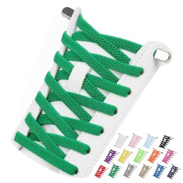 Imagem de Puzeam 2 pares de cadarços elásticos sem cadarço para tênis, cadarços sem amarração para adultos e crianças, Verde, 63 Inch ( 160cm )