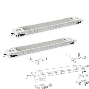 Imagem de 2 peças escala HO 1:87 em branco desmontado branco 40' e 53' vagão ferroviário modelo de carro (2 peças de carro de 15 m)