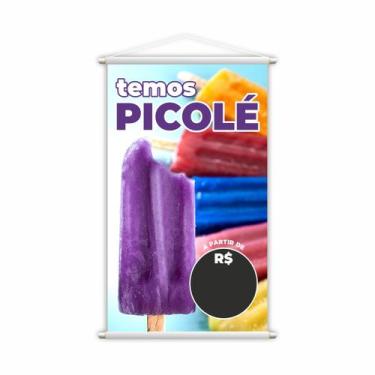 Imagem de Banner Temos Picolé Colorido Preço Fundo Preto Grande - PlimShop