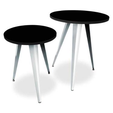 Imagem de Conjunto Jogo Mesa De Canto Decorativa Lateral Ornes Para Sala Quarto 