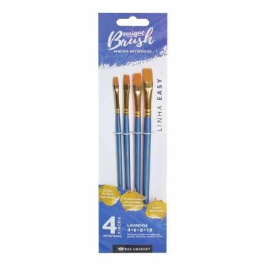Imagem de Kit 4 Pincéis Artistico Chatos Easy Bee Unique