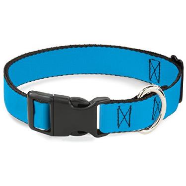Imagem de Buckle-Down PC-W31428-WM Coleira com clipe de plástico, azul neon, 3,8 cm de largura, serve para pescoços de 40,6 a 58,4 cm