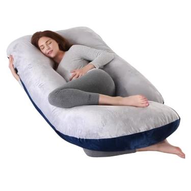 Imagem de HychYAYA 60 Inch Full Body Pregnancy Pillows for Sleeping Cooling Pregnancy Pillow,Maternity Pillows for Pregnant Women with Removable Washable Velvet Cover. (Light Grey & Blue)