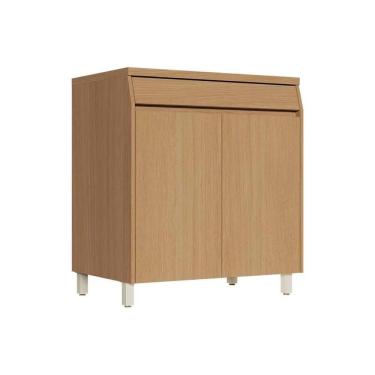 Imagem de Módulo Cozinha Nesher Simone Mendes Balcão c/ Tampo Simone Mendes c/ 2 Portas e 1 Gaveta 80cm Carvalho/Cinza-Nesher