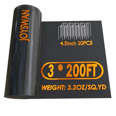 Imagem de JOYSWAN Tecido de paisagem de barreira de ervas daninhas 3 tamanhos tecido resistente cobertura de solo tecido geotêxtil tecido de entrada de automóveis (3 x 200 pés)