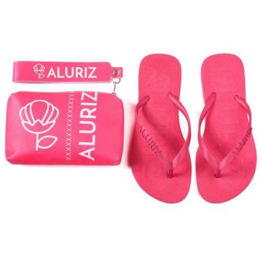 Imagem de Chinelo Feminino com Bolsa Necessaire Aluriz, Pink, 39/40