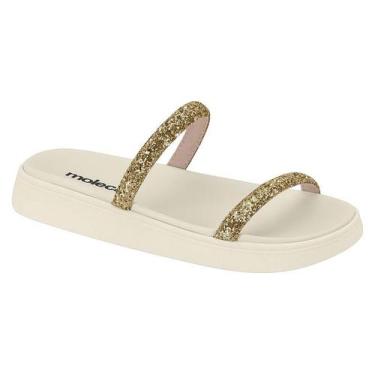 Imagem de Tamanco Papete Feminina Moleca Flat Duas Tiras Brilho Maxxi Glitter OR