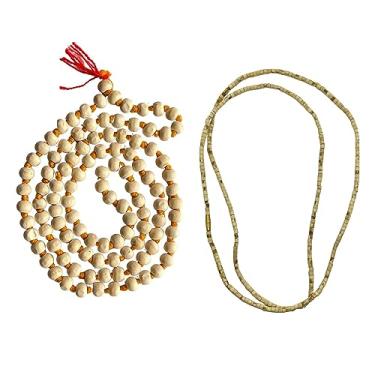 Imagem de Naisha Tulsi Holy Basil Japa Mala 108+1 miçangas e Tulsi Kanthi Mala Tulsi Ki Mala 2 gola redonda original para Daily Mantra Jaap (pacote com 2), Madeira, Rudraksha
