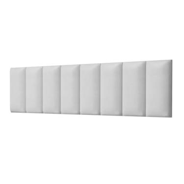Imagem de Kit 7 Módulos Estofados Cabeceira Cama Casal 140x45cm Auto Adesivos (CORINO BRANCO)