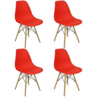 Imagem de Kit 4 Cadeiras Charles Eames Eiffel Wood Design Vermelho - Lianto Decor