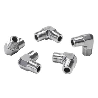 Imagem de DERPIPE Cotovelo de rua de 90 graus - 1/10.2 cm NPT macho para 1/10.2 cm NPT macho aço inoxidável 304 forjado Barstock Street Elbow adaptador encaixe de tubulação (pacote com 5)