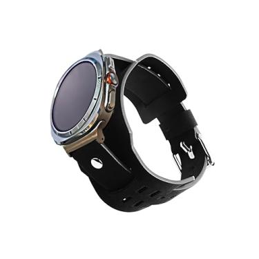 Imagem de Pulseira de couro genuíno vintage compatível com Samsung Galaxy Watch Ultra 7/6/5/FE, pulseira de couro genuíno vintage para Galaxy Watch de 40 mm, 43 mm, 44 mm, 46 mm e 47 mm, elegante pulseira de