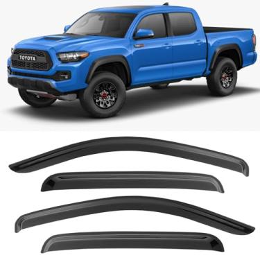 Imagem de Cxdar Viseiras de proteção de chuva de janela para Toyota Tacoma 2016-2023, defletores de proteção de vento para ventilação de janela externa para cabine dupla Tacoma 16-23, apenas para cabines de