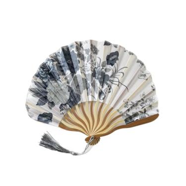 Imagem de XINCHANG Elegantes ventiladores portáteis com design floral - perfeitos para casamentos, festas e presentes (ventilador de faca, cinza)