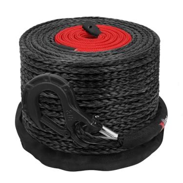 Imagem de Cabo de guincho sintético XPV 3/8" x 30,5 m 10,8 kg Dyneema cabo de linha de guincho com gancho preto para caminhão 4WD off-road veículo guincho acessório