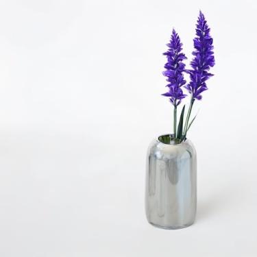 Imagem de WGVI Vaso cilíndrico prateado, largura 5,6 cm, altura 8,9 cm, recipiente floral de vidro para mesa de centro de mesa para festa de casamento, evento de decoração de casa, presente, 1 peça