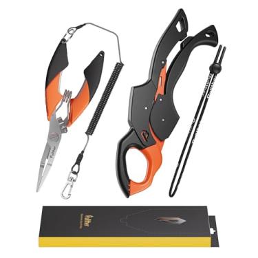 Imagem de pullther fishing Alicate de pesca de 23,4 cm, cortador de linha multifuncional e anel dividido para pesca com mosca, pesca no gelo, kit de ferramentas de pesca em água salgada, equipamento de pesca