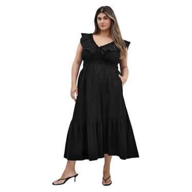 Imagem de City Chic Vestido longo feminino plus size - Kelly, Preto, 52