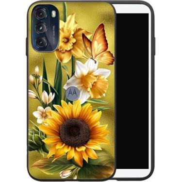 Imagem de B-wishy Capa de telefone compatível com Motorola Moto G 5G 2022 com design floral de girassol e flor de girassol, capa protetora à prova de choque de TPU para adultos mulheres e meninas para Moto G 5G